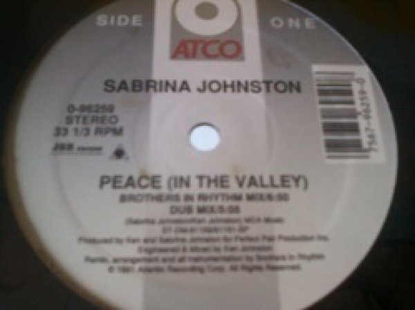 画像1: ハウス Sabrina Johnston / Peace (In The Valley) 12インチです。 (1)