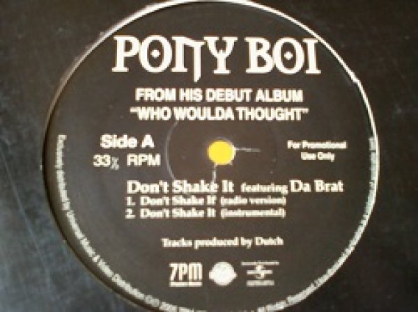 画像1: HipHop Pony Boi / Don't Shake It 12インチです。 (1)